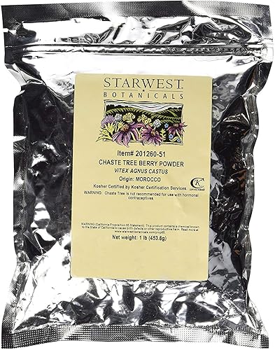 Starwest Botanicals Polvo de bayas de árbol casto 1 libra