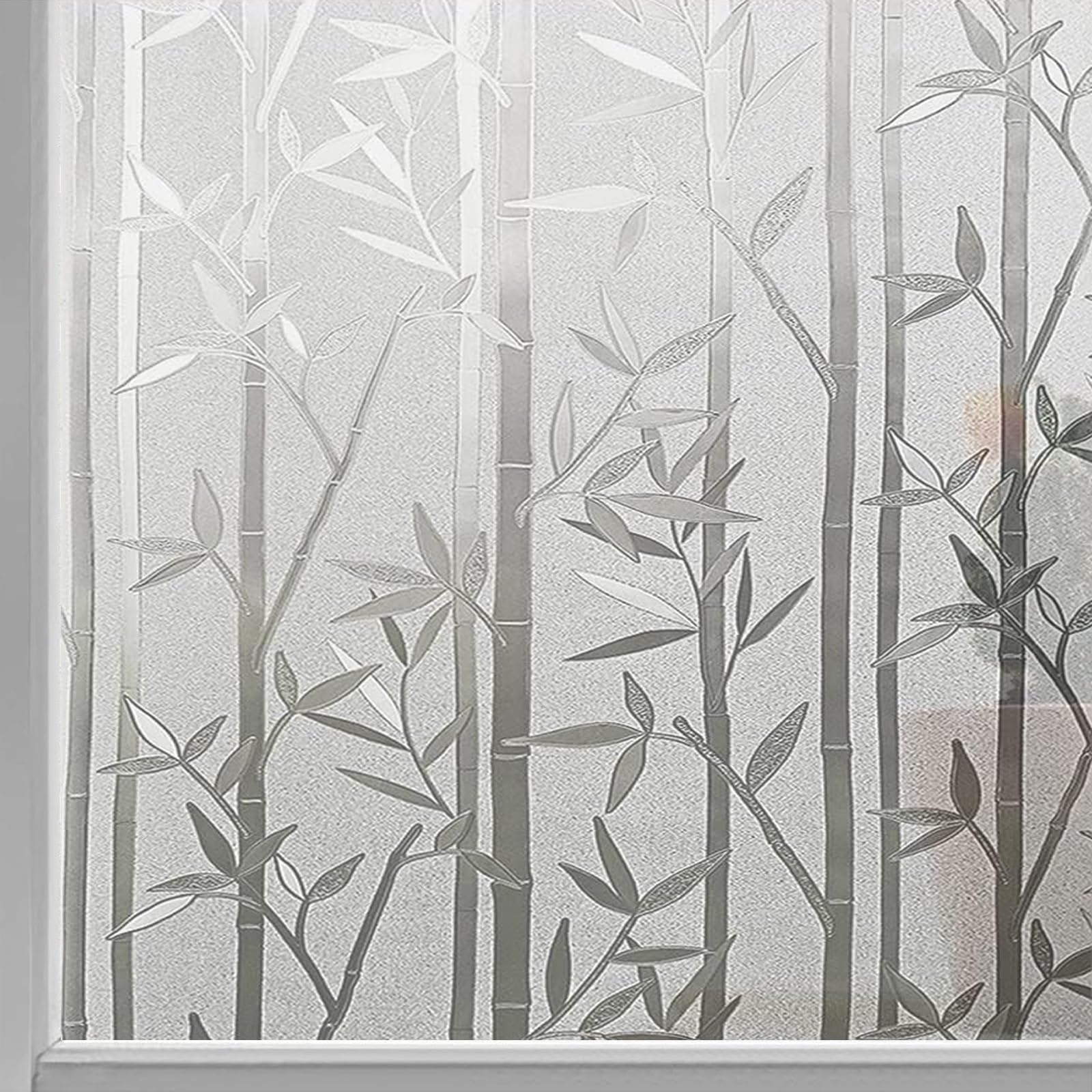 Window Privacy Film Self Adhesive 110 x 460 cm(43 x 181inch) Removable Decorative Windows Film, No Glue Anti UV Sun Block, Reusable for Home Office, Bamboo — image 1