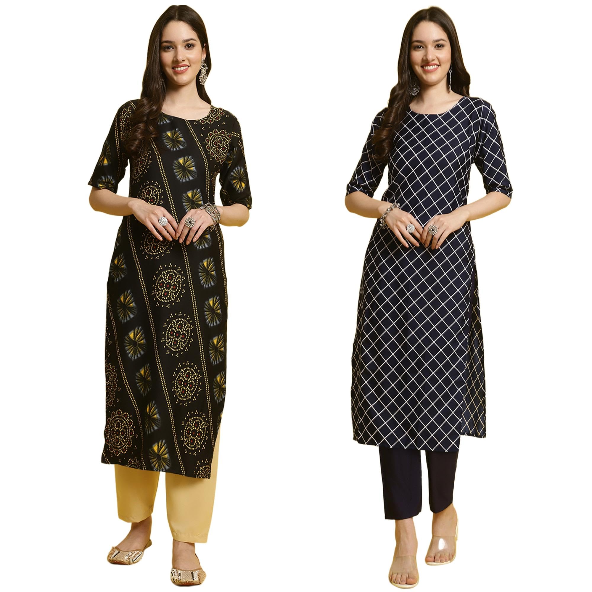 Tee Projekt Straight Kurta & Pant For Women Ethnic Kurta Set For Women (Pack Of 2)