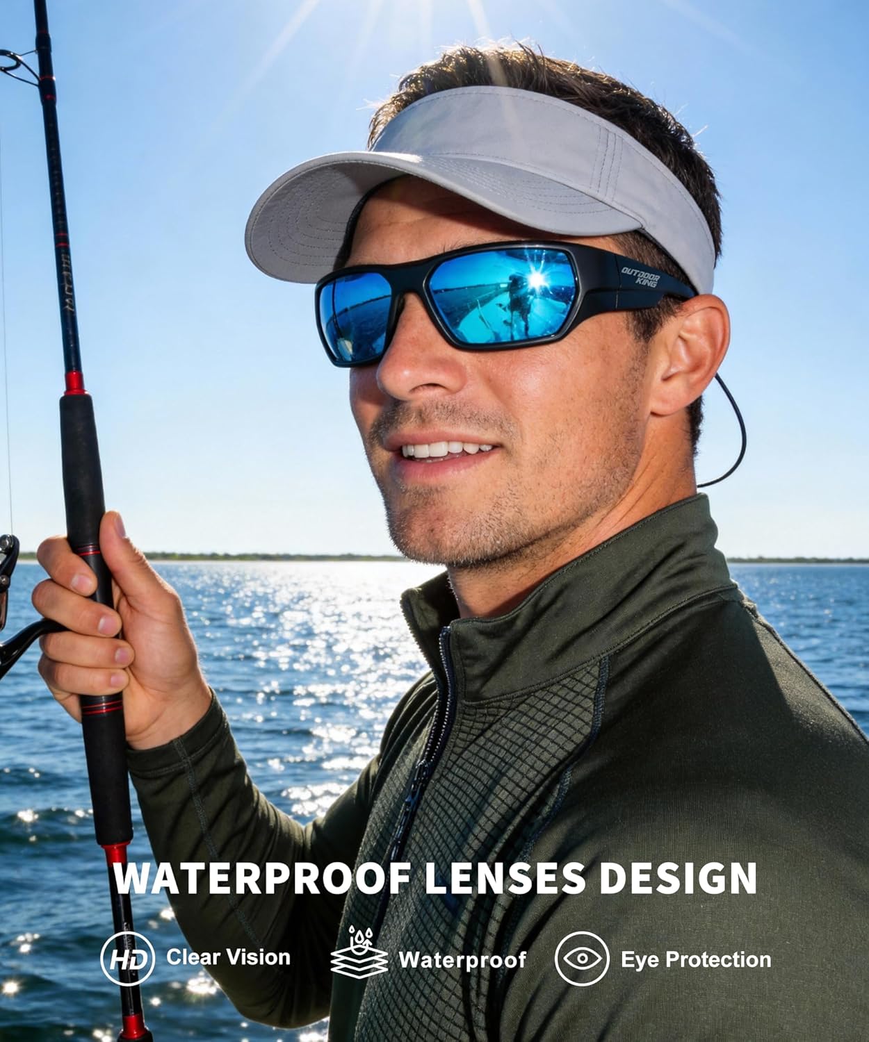 Polarized Fishing Sunglasses for Men Women, UV400 Fishing Sports Glasses for Cycling, Running & Surf