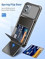 Vista 4 de COOYA Funda para Moto G 2023 con 5 ranuras para tarjetas de crédito, funda con tapa abatible, bolsillo trasero, doble capa, carcasa rígida de TPU