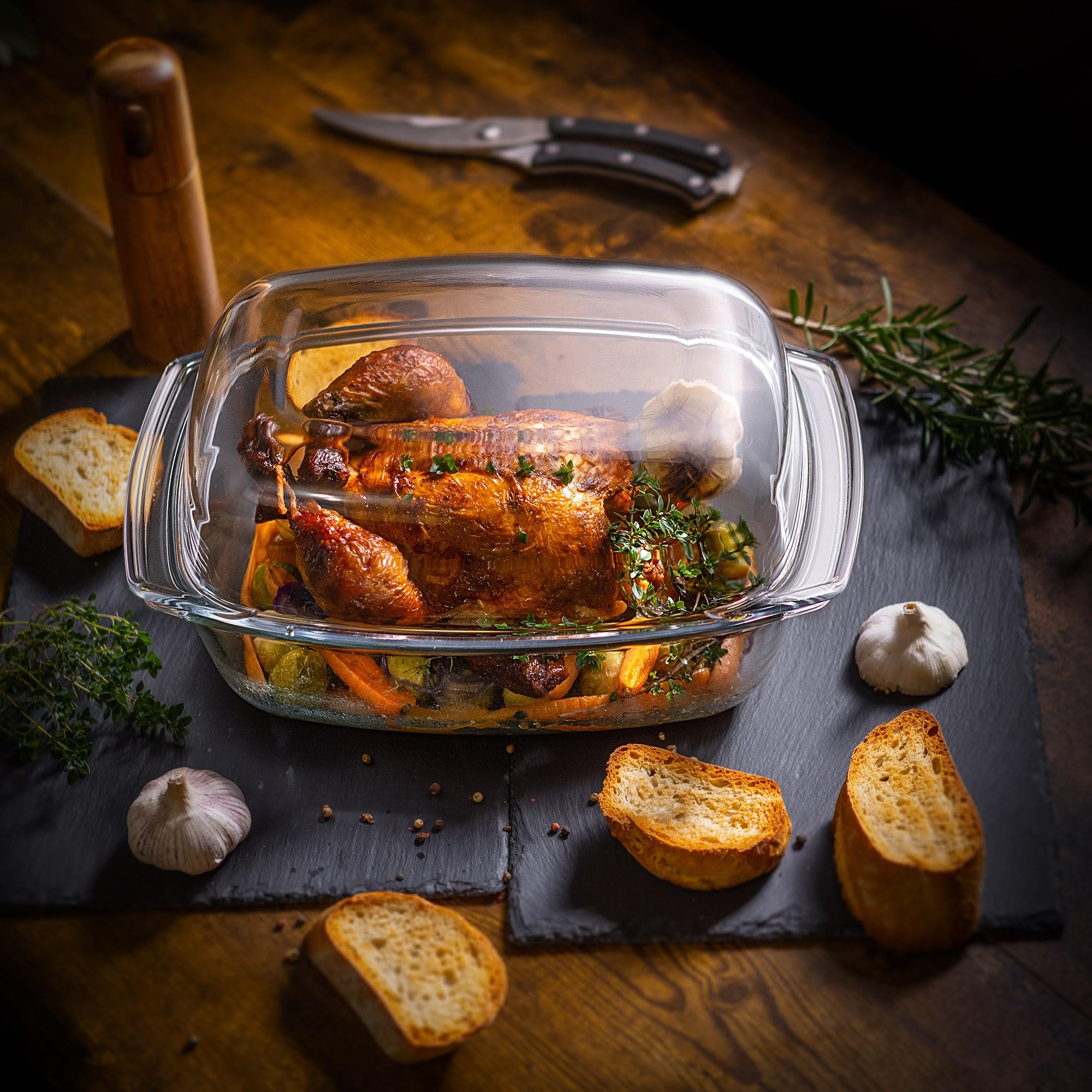 KADAX Bacella Trasparente Vetro Resistente al Calore, Contenitore ignifugo per Lasagne, stufato di Verdure, torrefazione in Vetro per arrostire, Forno (Rettangolare, 7L)