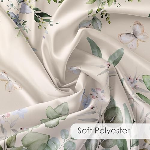 Miniatura 6 de LB Cortina de ducha de hojas de eucalipto verde salvia, hojas de acuarela, mariposa, beige, cortina de ducha de baño con plantas naturales,