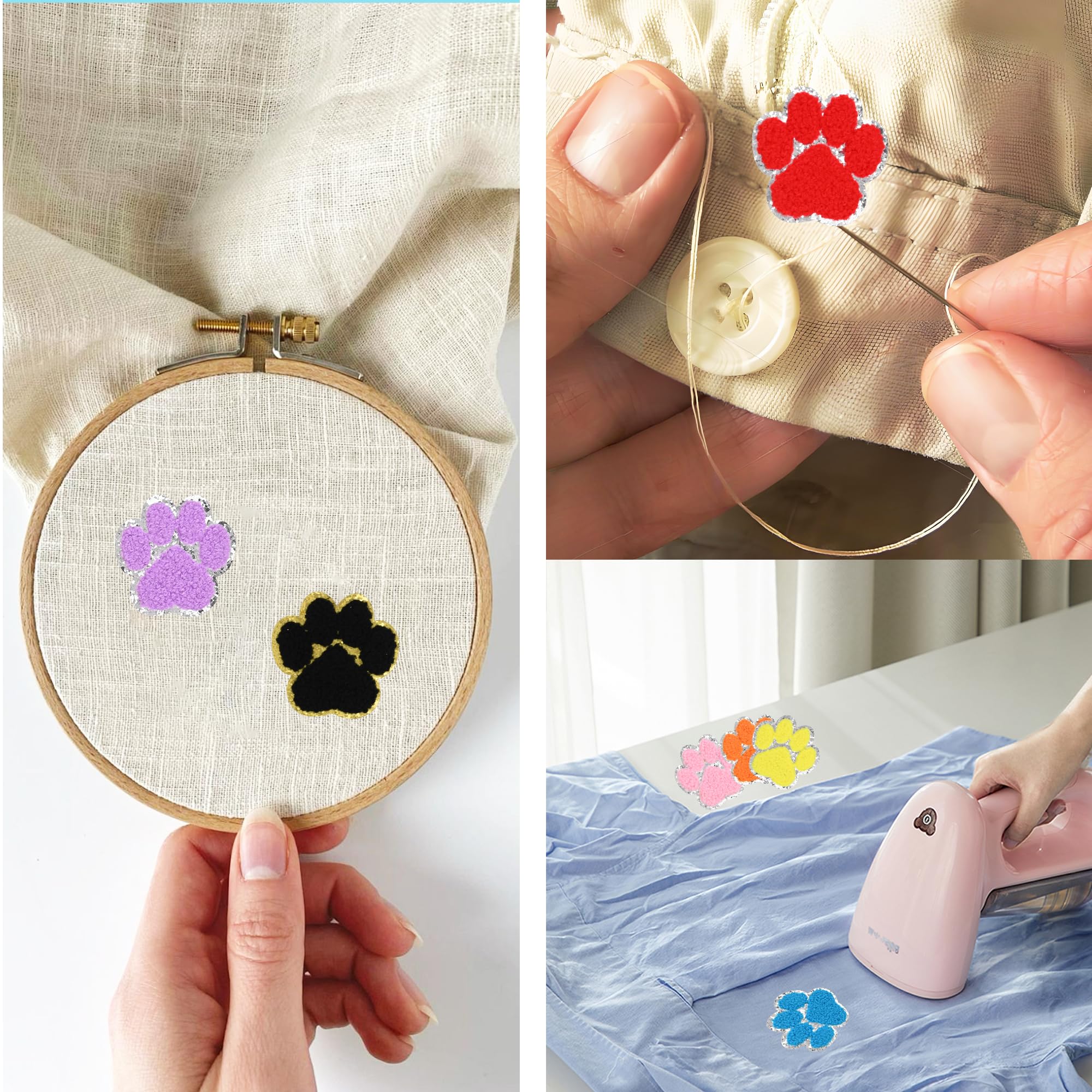 16 parches de felpilla con diseño de patas, apliques bordados de tela, parches para coser sombreros, bolsos, ropa, decoración de bricolaje