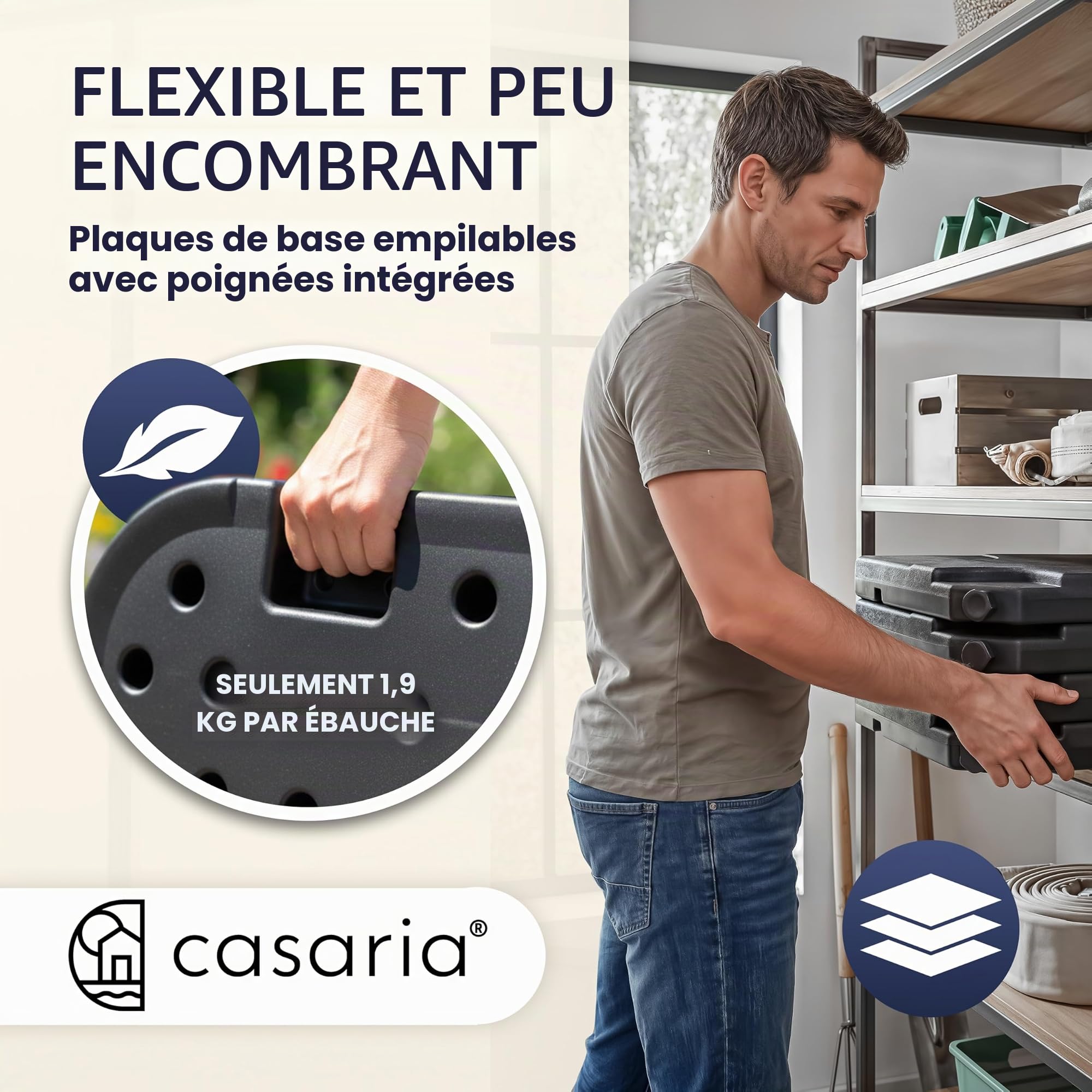 CASARIA® Set de 4 Dalles de Lestage en HDPE pour Parasol