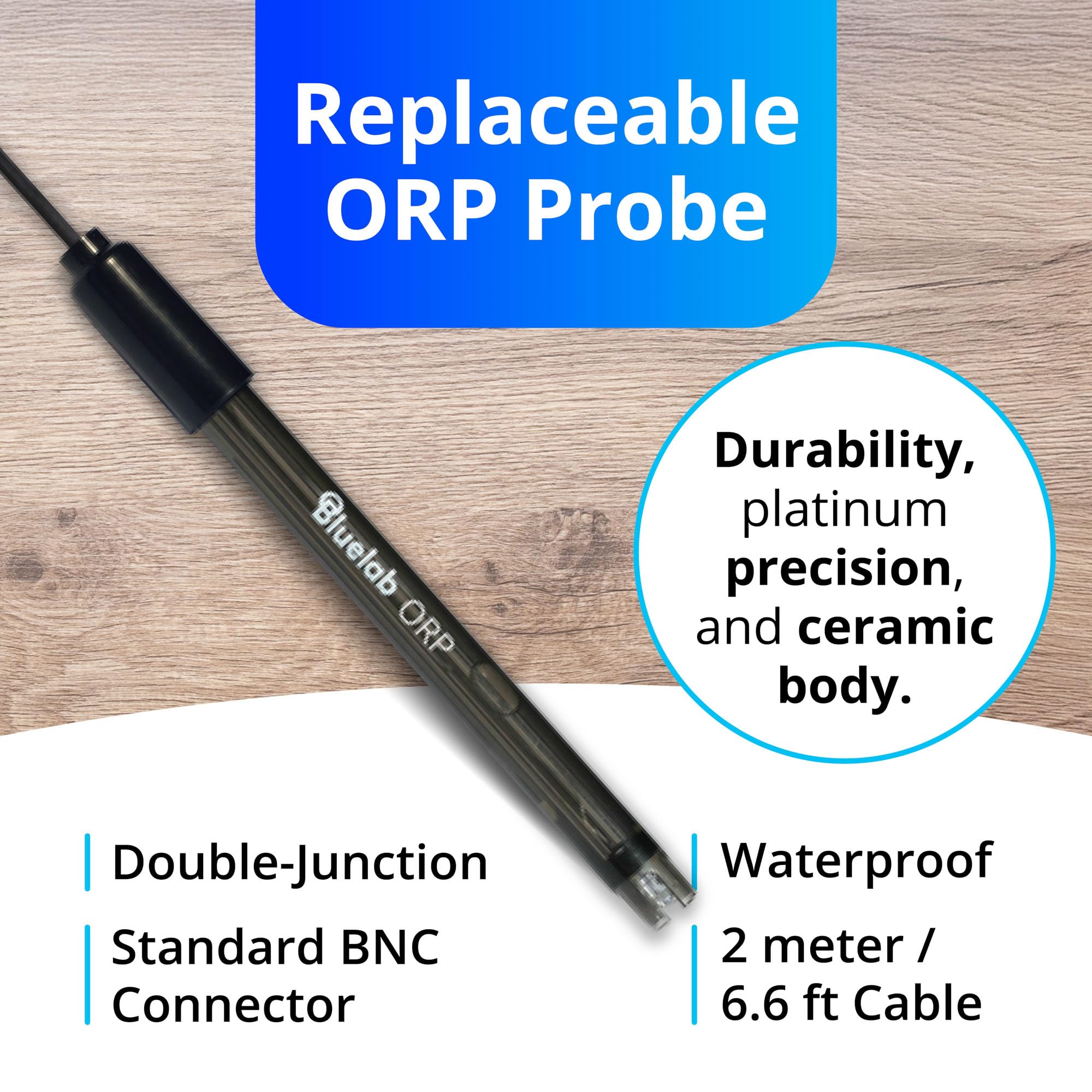 Bluelab ORP-Messgerät – tragbares Redoxpotential-Messgerät (ORP) mit hintergrundbeleuchtetem Display, austauschbarer Sonde und 2 m Kabel zur Überwachung der Wasserqualität