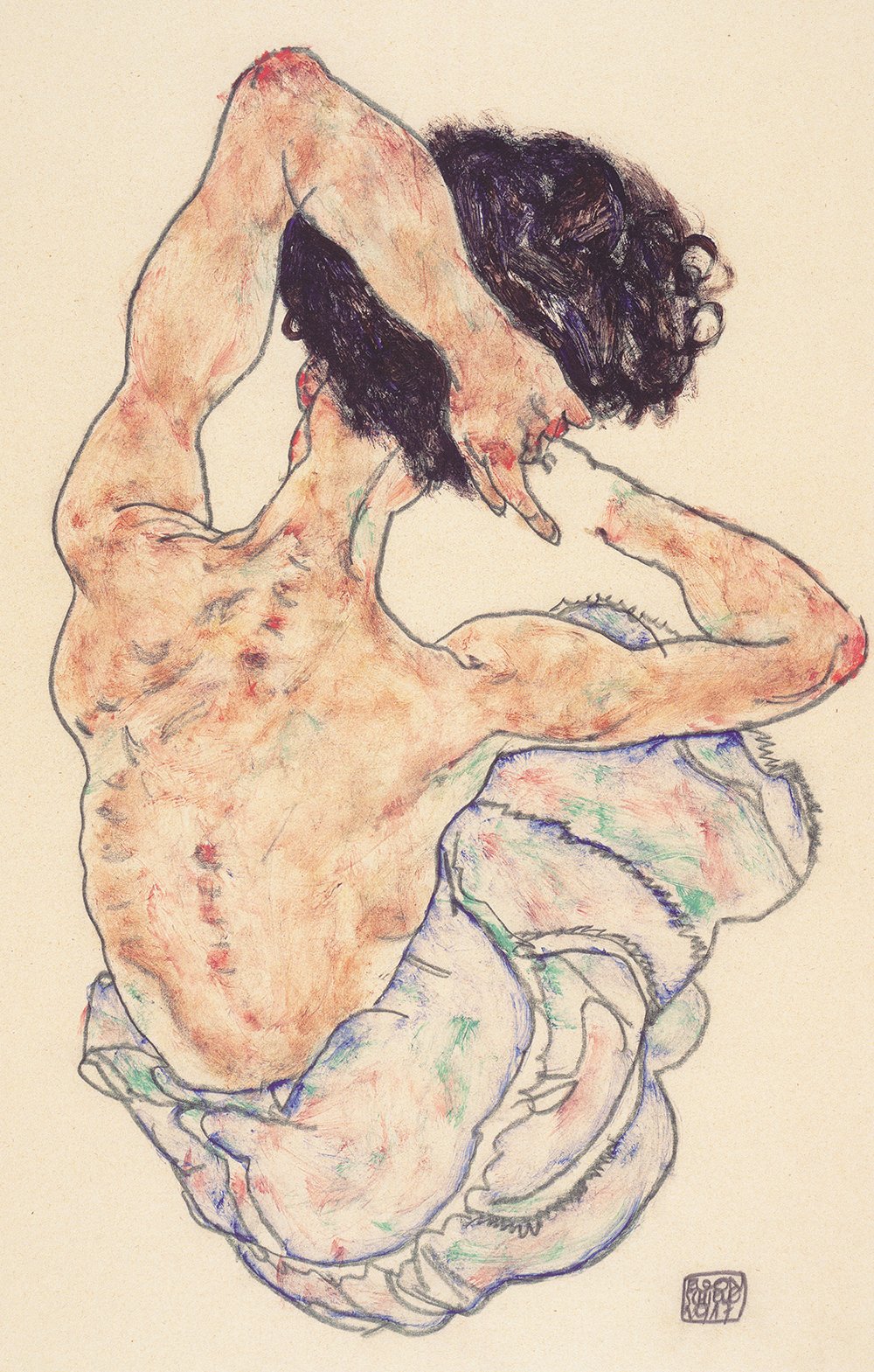 Affiche Egon Schiele Holding Hair affiche art moderne papier mat d'archive taille M
