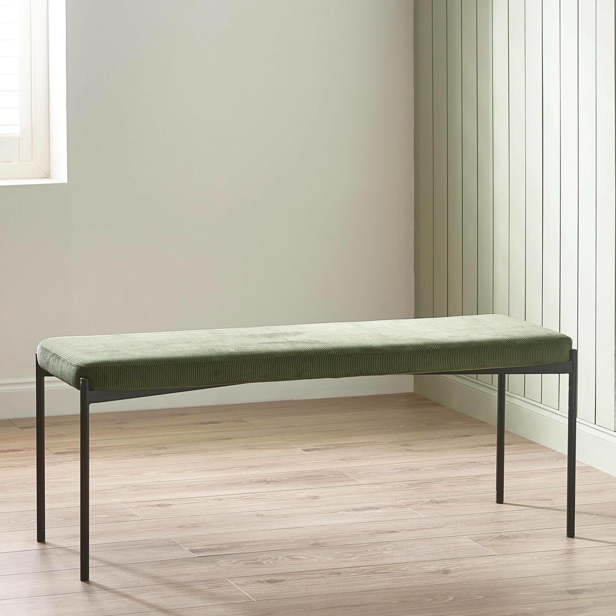 B&Q -  Leonie 2 Seater Upholstered Dining BenchGreen