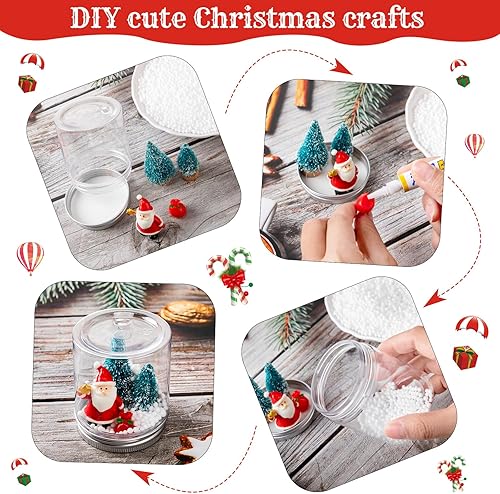 Miniatura 4 de Queekay Paquete de 26 globos de nieve transparentes, incluye frascos de plástico, recipientes de resina, Navidad, Papá Noel, muñeco de nieve,