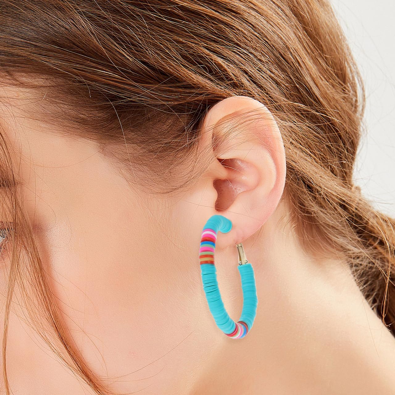 LIFKOME 6 Pairs Bohemian Colorful Soft Polymer Clay Hoop Earrings Lightweight Open Circle Jewelry for Women - Image 3