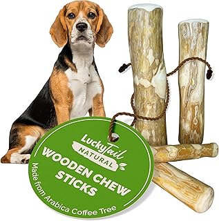 LuckyTail Wooden Stick - Coffee Tree Dog Chew Toy for Aggressive Chewers (Medium (2 Count))