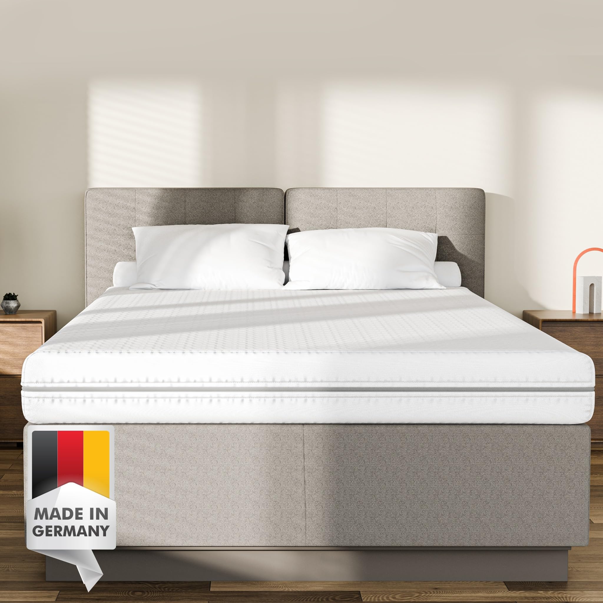 Mister Sandman Matelas en Mousse 7 Zones 80x200 cm, 18 cm, Soutien Ferme, Réversible, Housse Lavable, Certifié Oeko-TEX, Fabriqué en Allemagne