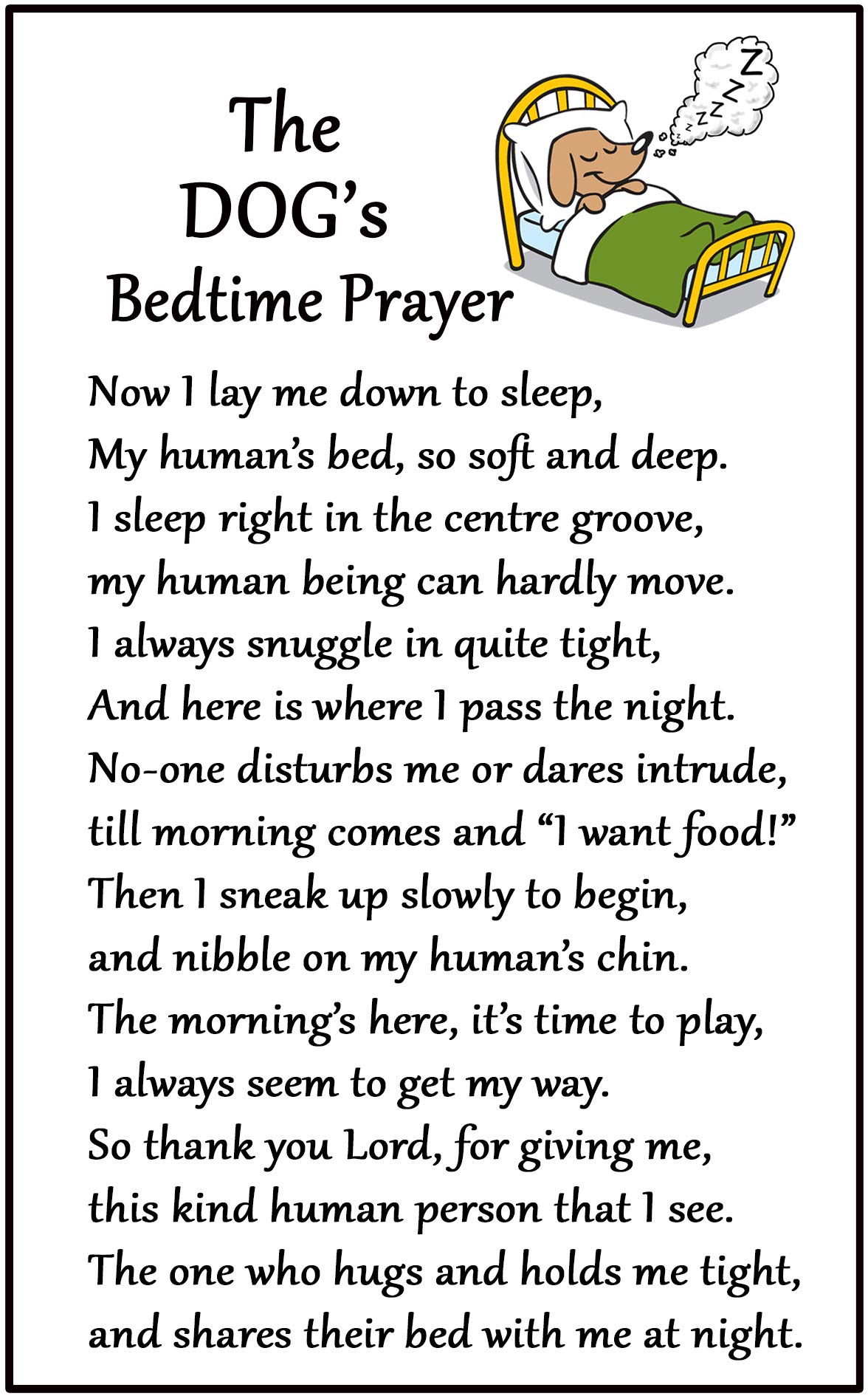 Fridge Magnets Multicolor Dog's Bedtime Prayer For Dog Lovers - Large Fun Flexible Fridge Magnet- Size 16Cms X 10 Cms (Approx. 6" X4")