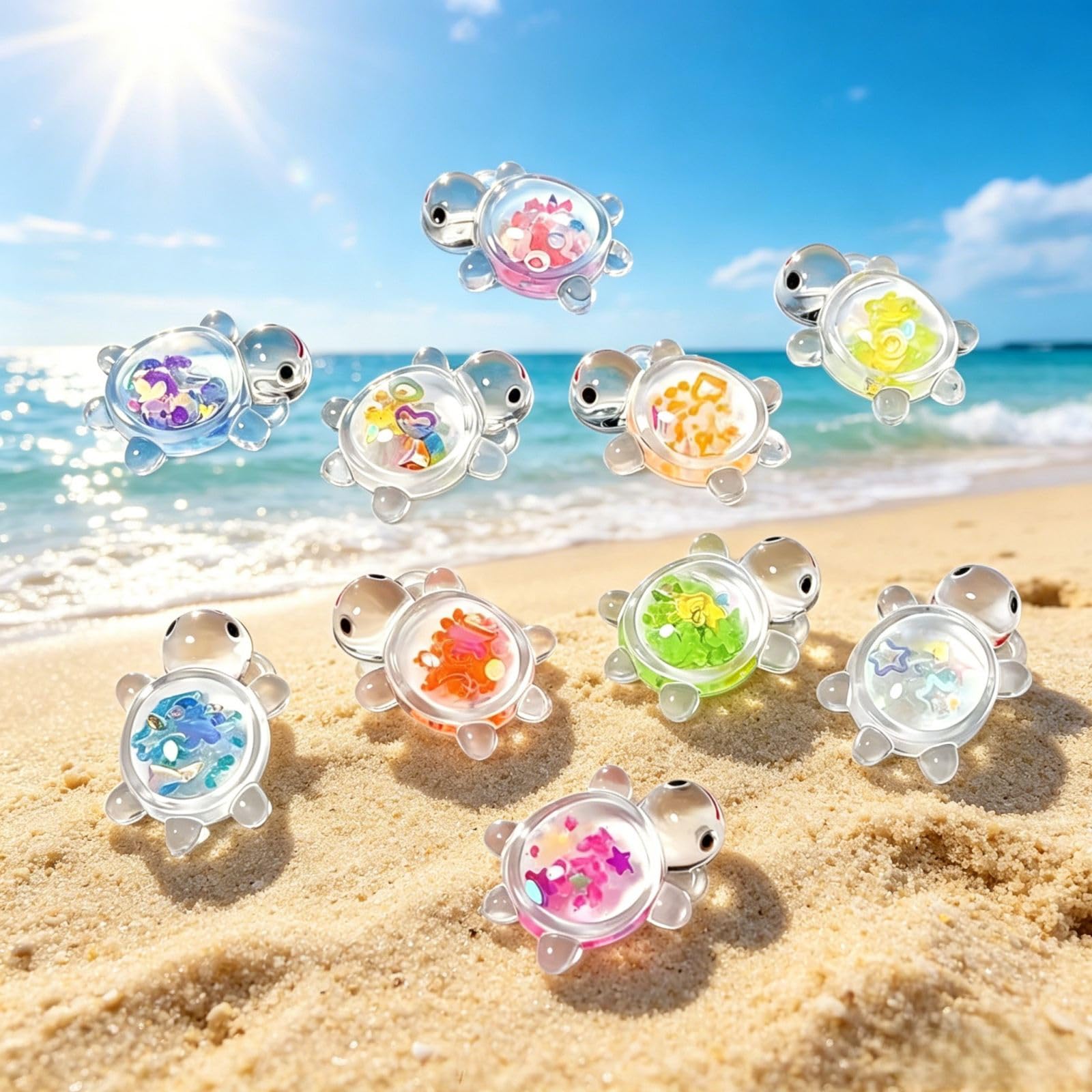QLHNGUZ Mini Turtles, Luminous Resin Animals with Sparkle Flakes, 20 Pcs Transparent Animal Figures for DIY Crafts, Fairy Gardens, Aquariums, Miniatures Landscape Home Decoration