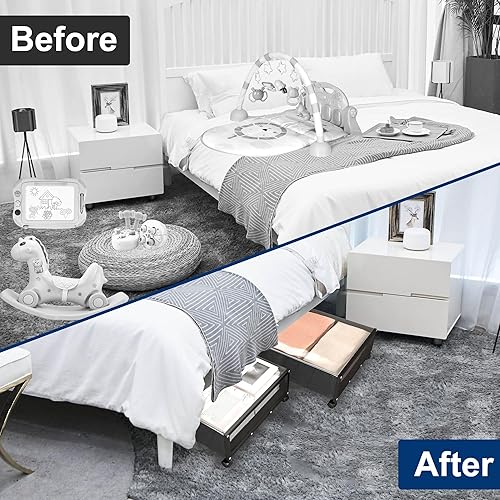 Miniatura 5 de G4S3 1 paquete de contenedores de almacenamiento debajo de la cama con ruedas, contenedores de almacenamiento de acero inoxidable debajo de la cama,