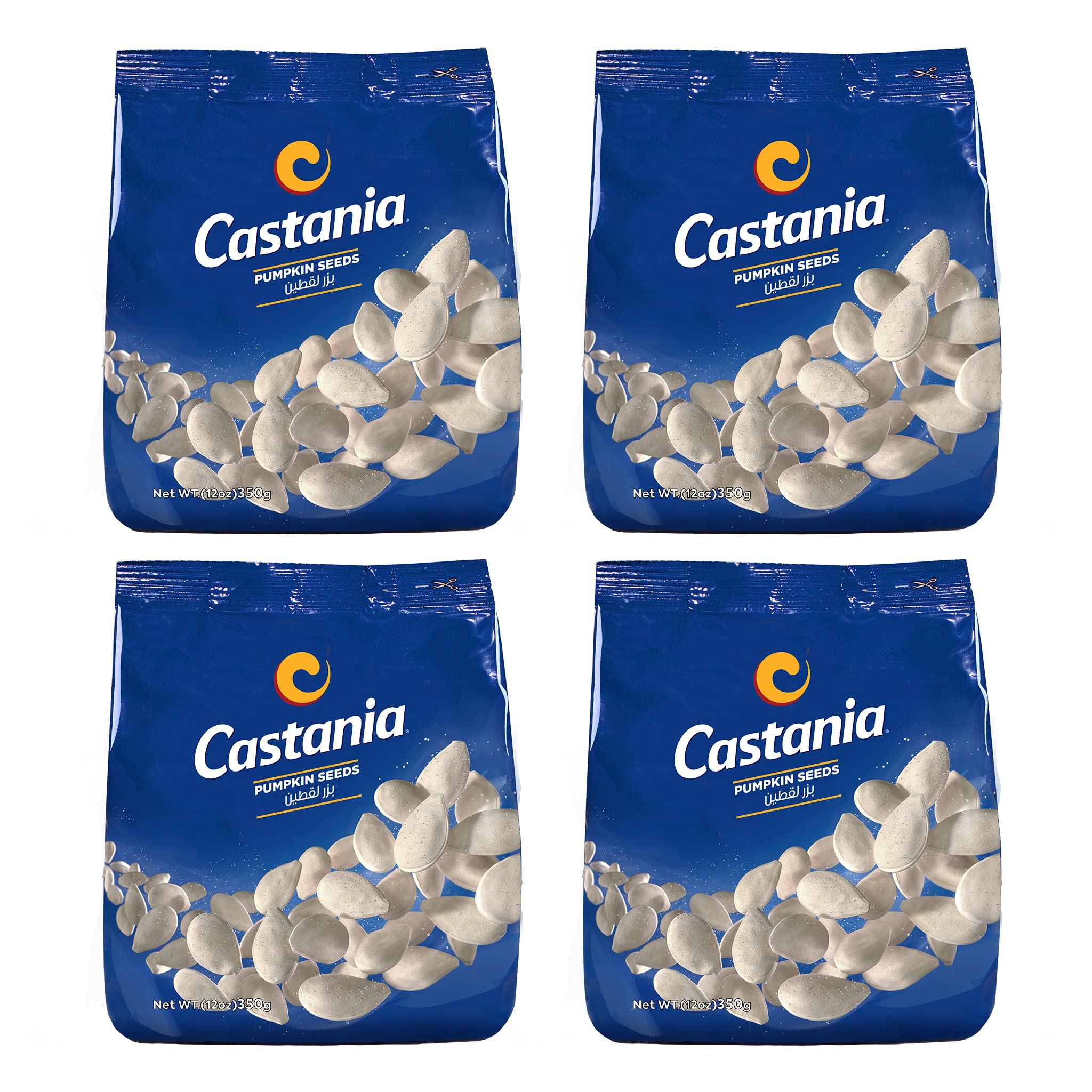 CastaniaLebanese Pumpkin Seeds, No Additives, No Preservatives, Salty Snacks, 12oz Bag (Pack of 4)