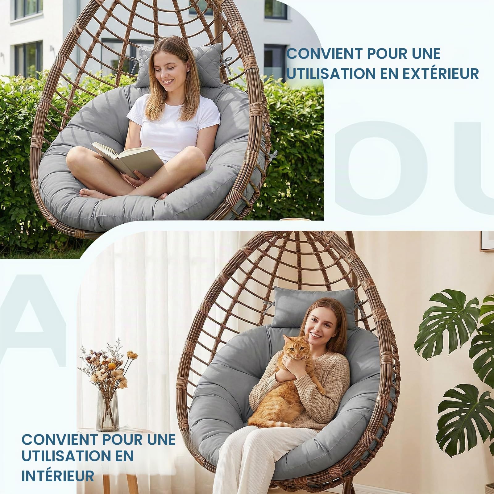 Coussin de Chaise Suspendue Imperméable et Confortable pour l'Extérieur