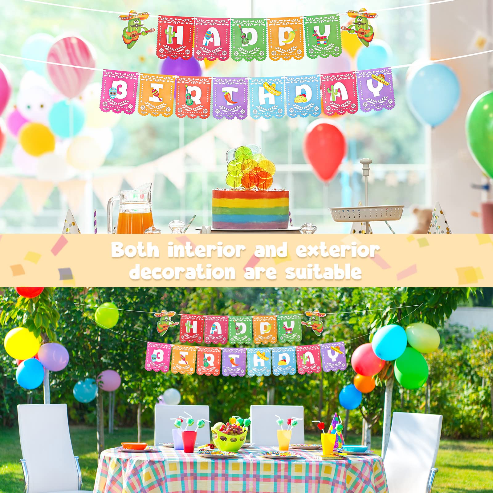Mexican Fiesta Birthday Banner – Colorful Taco & Cactus Garland For Cinco De Mayo, Taco Tuesday & Fiesta Parties