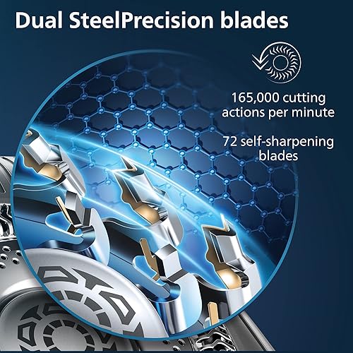 Miniatura 8 de Philips Norelco S9000 Prestige SP987286 - Afeitadora eléctrica con cargador Qi, recortadora de precisión y funda premium, SP987286