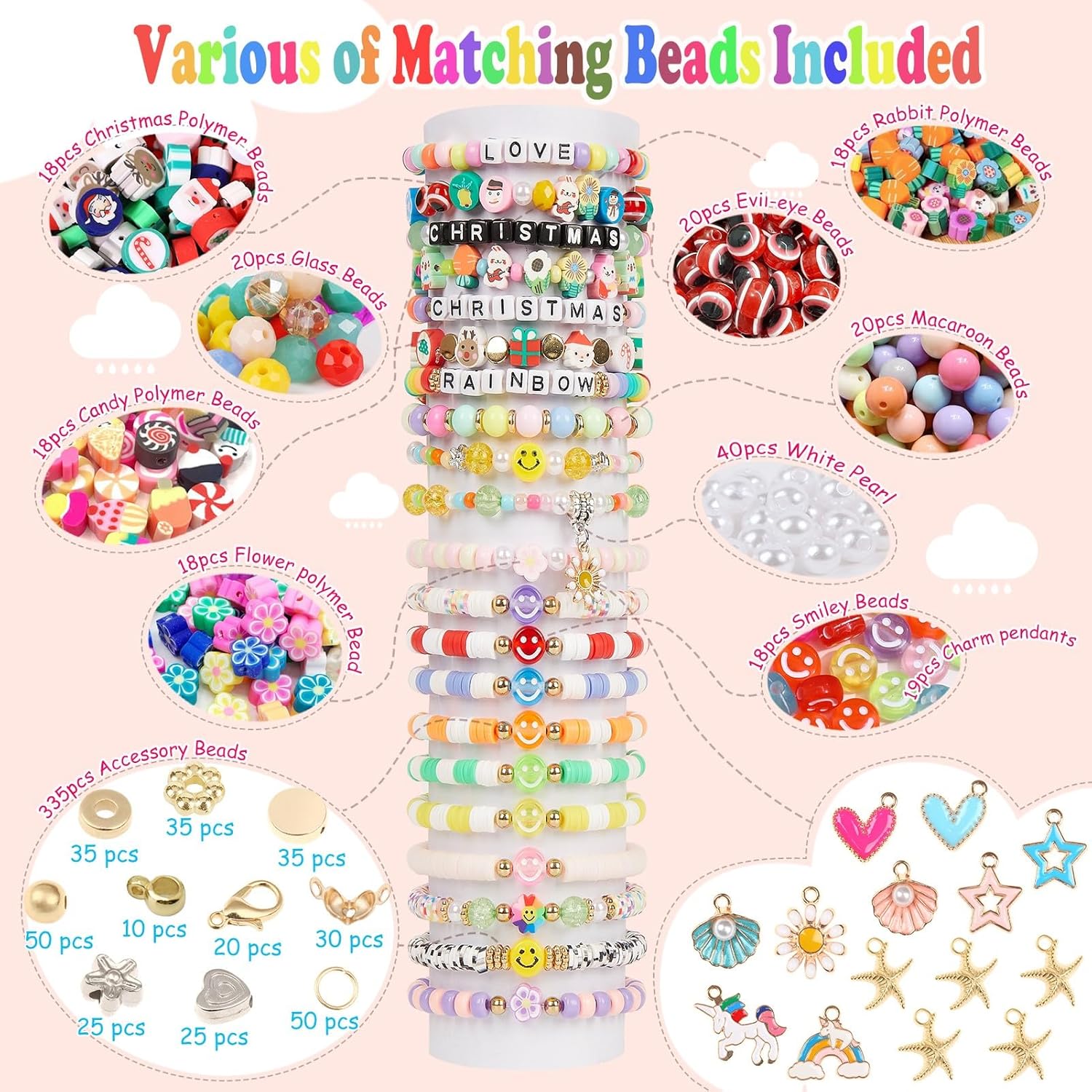 Girls Bracelet Making Kit,Friendship Bracelet Kit Gifts for Teen Girls,Clay Beads&Glass Seed Beads&Pony Beads with Charms,Art and Craft Gifts for Christmas,Toys for Teens - Image 3