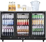 BODEGACOOLER 7.7 Cu.Ft Back Bar Cooler with 4 Casters & Stainless Steel Top, 2 Glass Doors Bar Beverage Refrigerator,Undercounter Drink Display Fridge for Beer Soda Wine LED Lighting, DOE Approved