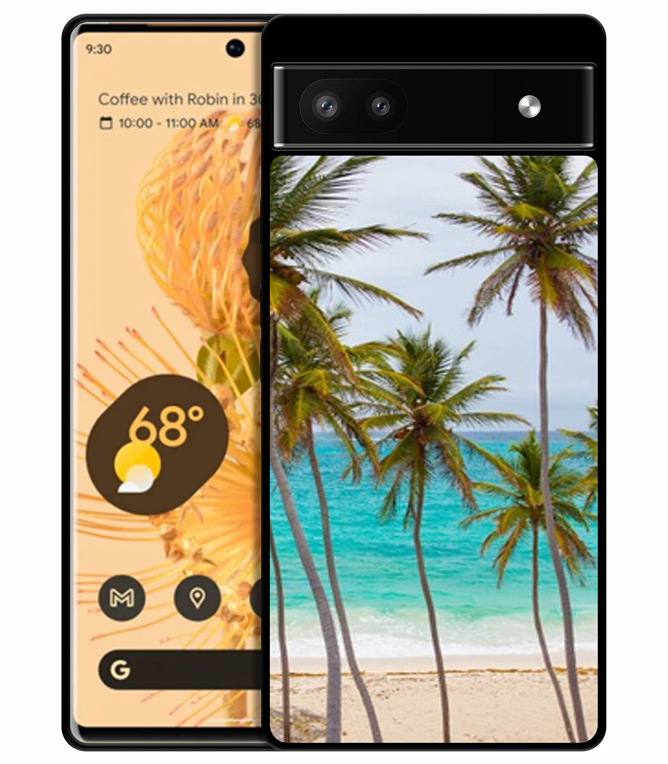Bolster Google Pixel 6A Case - Tropical Beach Printed Designer Soft Rubber TPU Protective Shockproof Back Phone Case/Cover for Google Pixel 6A6A. Black