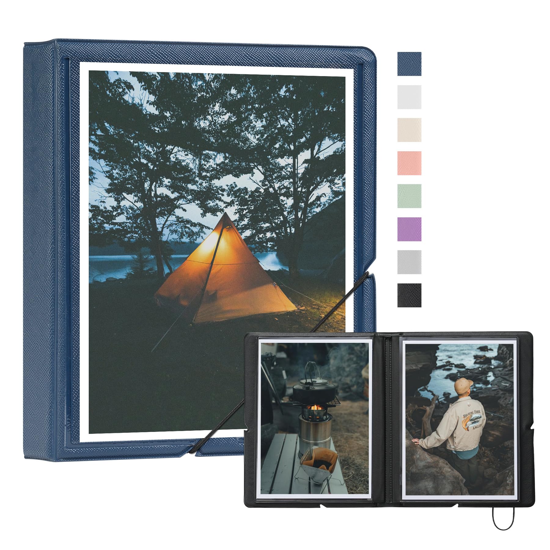 Dawnhua Small Photo Album 5x7 Customizable Cover Plastic 5x7 Photo Book Holds 36 Pockets Mini Picture Album for Wedding Family and Travel (Blue)