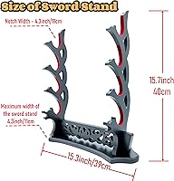 Vista 2 de Soporte de 4 niveles para espada, soporte de mesa para katana, sable de luz, Genji, espadas samurái
