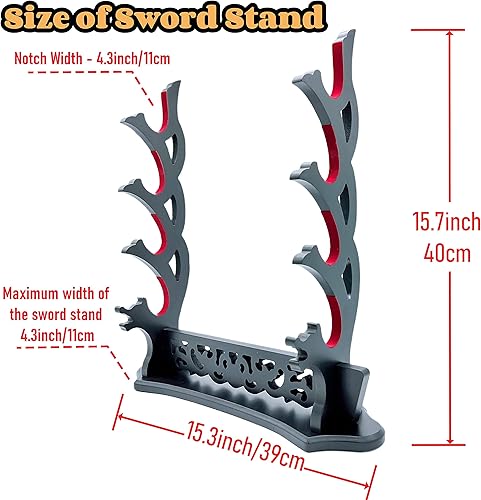 Miniatura 2 de Soporte de 4 niveles para espada, soporte de mesa para katana, sable de luz, Genji, espadas samurái