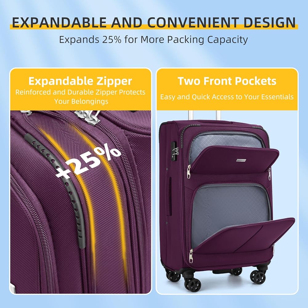HC-18 Heartfelt Lush Lilac セット　未使用 Amazon.com | LARVENDER Luggage Sets 3 Piece Expandable Carry on