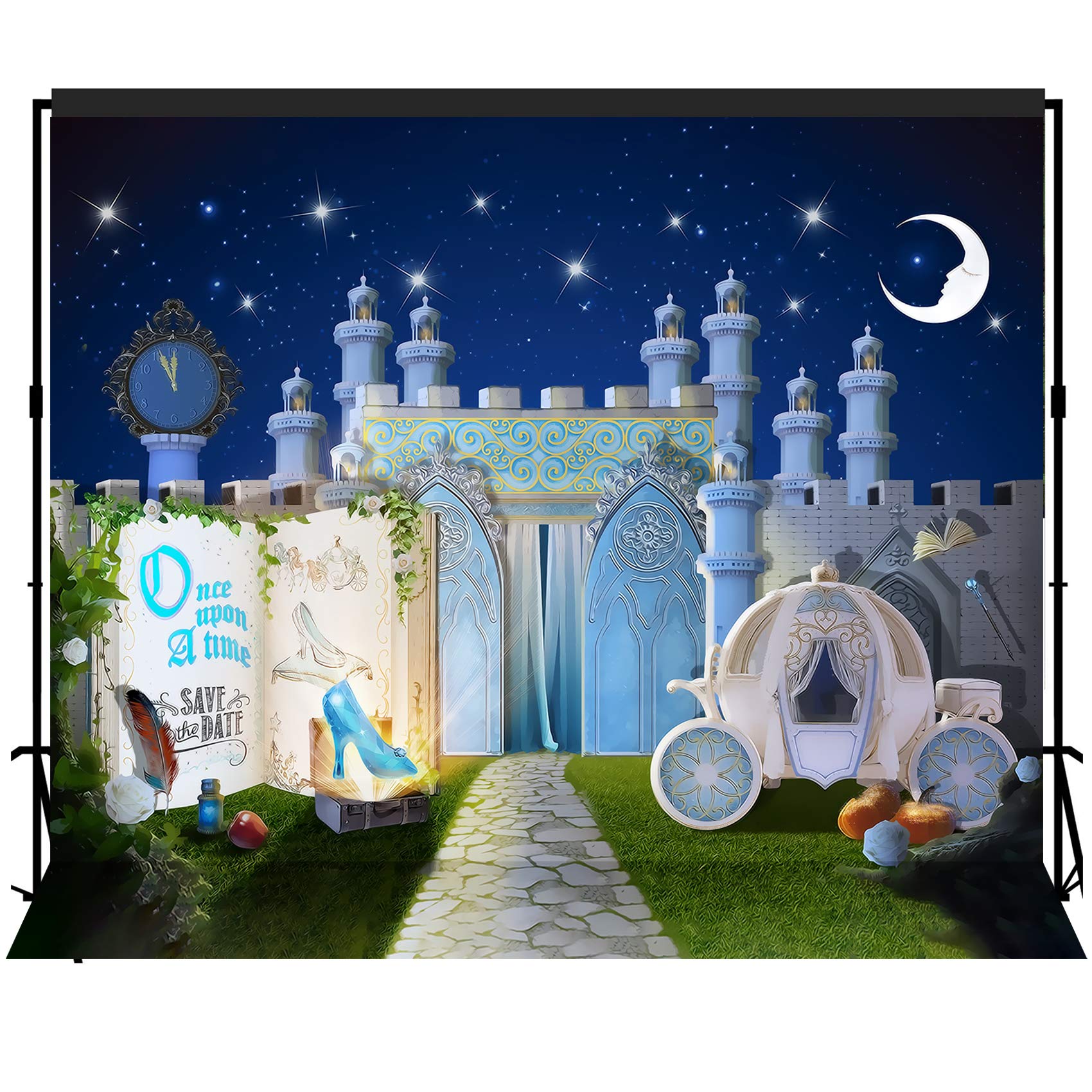 Fairytale Storybook Princess Castle Dreamy Night Party Backdrop Large Banner Decoration Dessert Table Photography Background Photobooth Prop 12x10