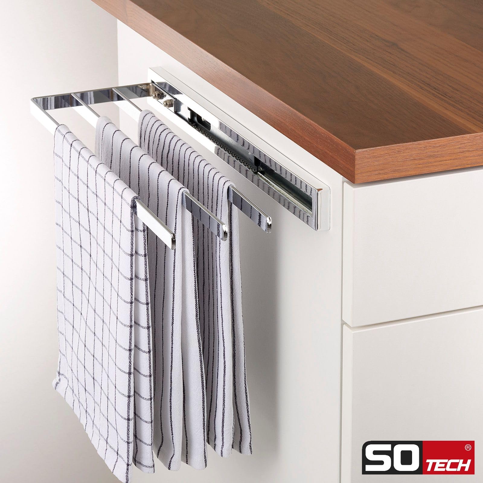 SOTECH Porte-Serviettes Elegance chromé 3 Bras 415 mm insérés, rallonge 715 mm Porte-Serviettes