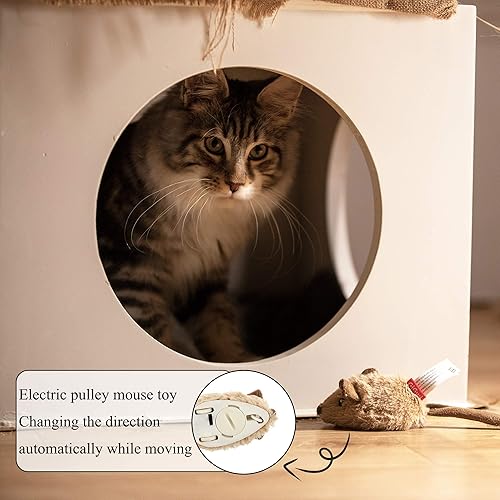 Miniatura 2 de Vealind GiGwi - Juguetes interactivos para gatos, ratones móviles con sonido chirriante realista (café)