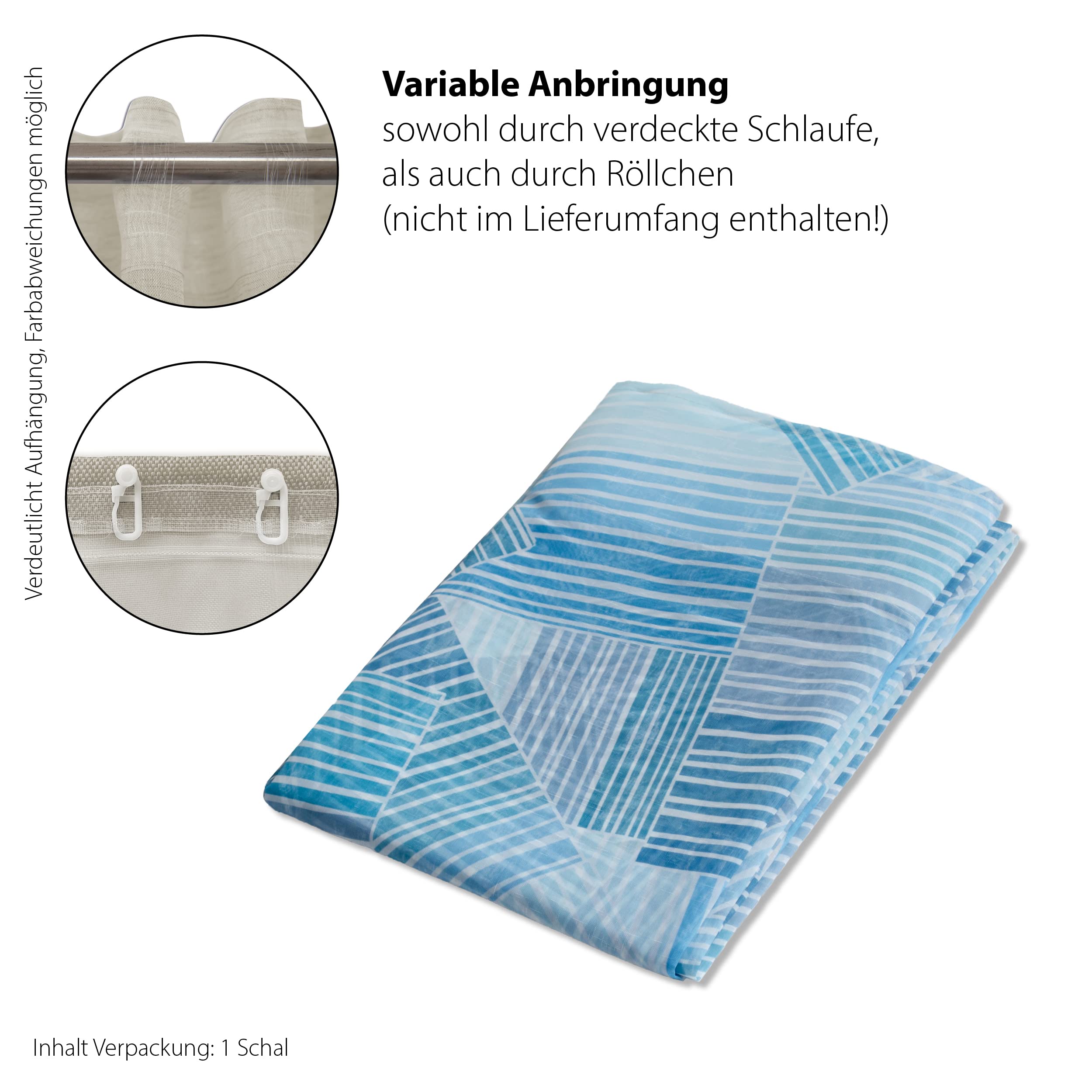 Curtain Blue Transparent Geometric Living Room Bedroom Children's Room 140 x 245 cm, 140x245 - Image 4