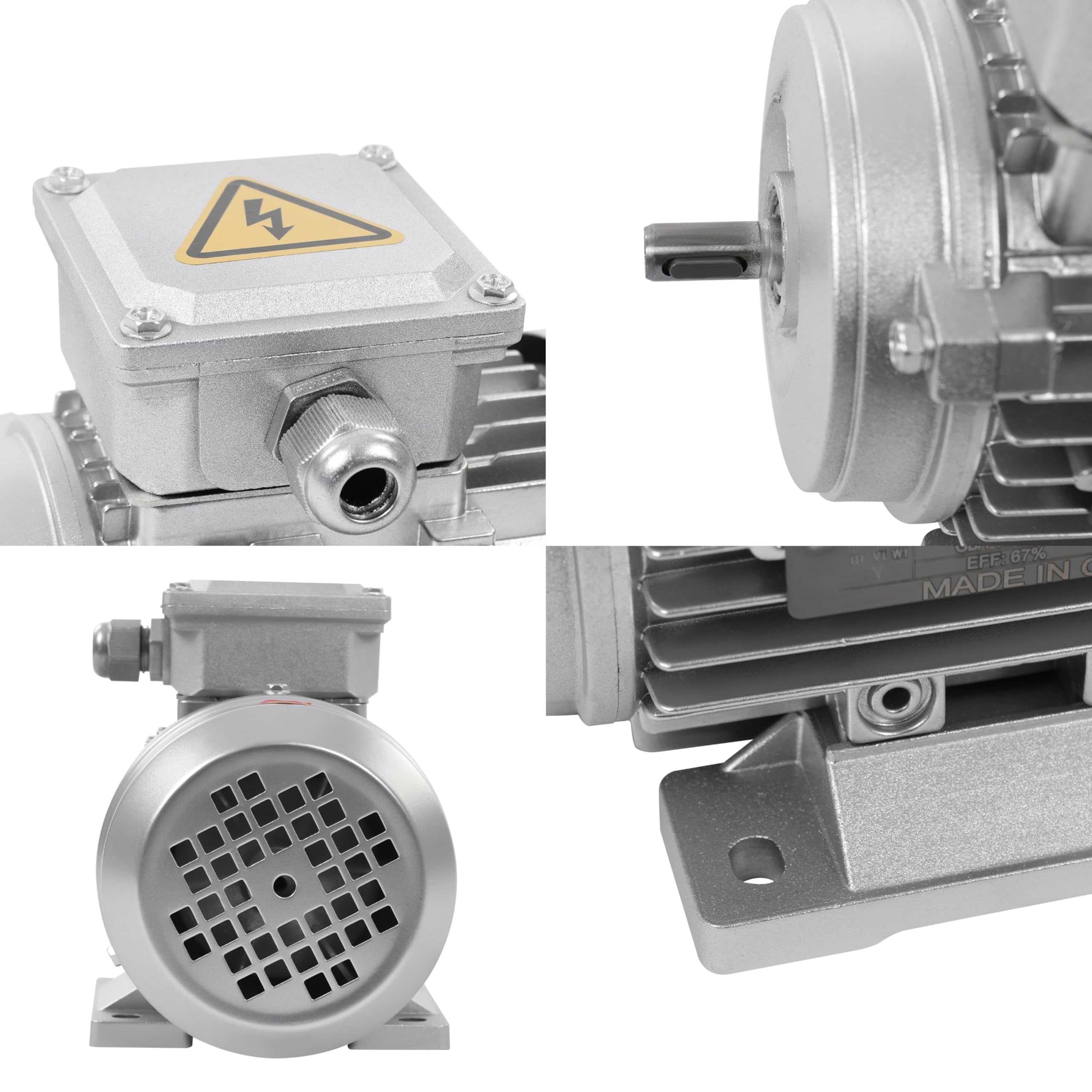 230/400V 370W Elektromotor MS6334 Drehstrom-Asynchronmotor, 1330 RPM Elektro Dreiphasen-Motor Schutzklasse IP55, 3-phas Elektromotor Drehstrommotor S1 B3 Wellendurchmesser 11mm