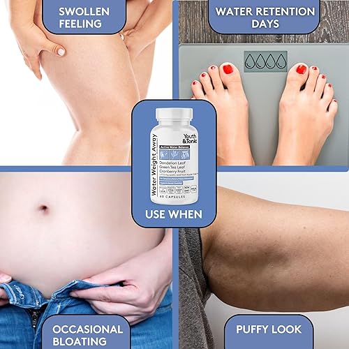 Miniatura 3 de Youth & Tonic Water Weight Away - Diuréticos herbales para retención de agua y apoyo a la hinchazón - con potasio y vitamina B6 para equilibrio