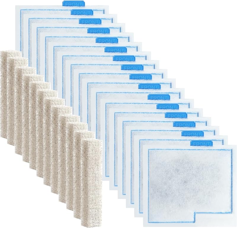 16Pack Medium Aquarium Filter Cartridges Replacement Compatible with QuietFlow LED PRO Size 10, E Internal Power 20, Zilla Size 20–Extra 12Pcs Pads for Nano Tank, Terrarium, Shrimp & Betta