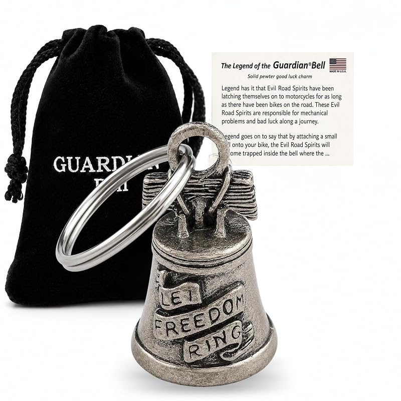 Chaveiro Sino Guardian Bell Liberty em Estanho sem Chumbo com Argola e Bolsa de Veludo Preta