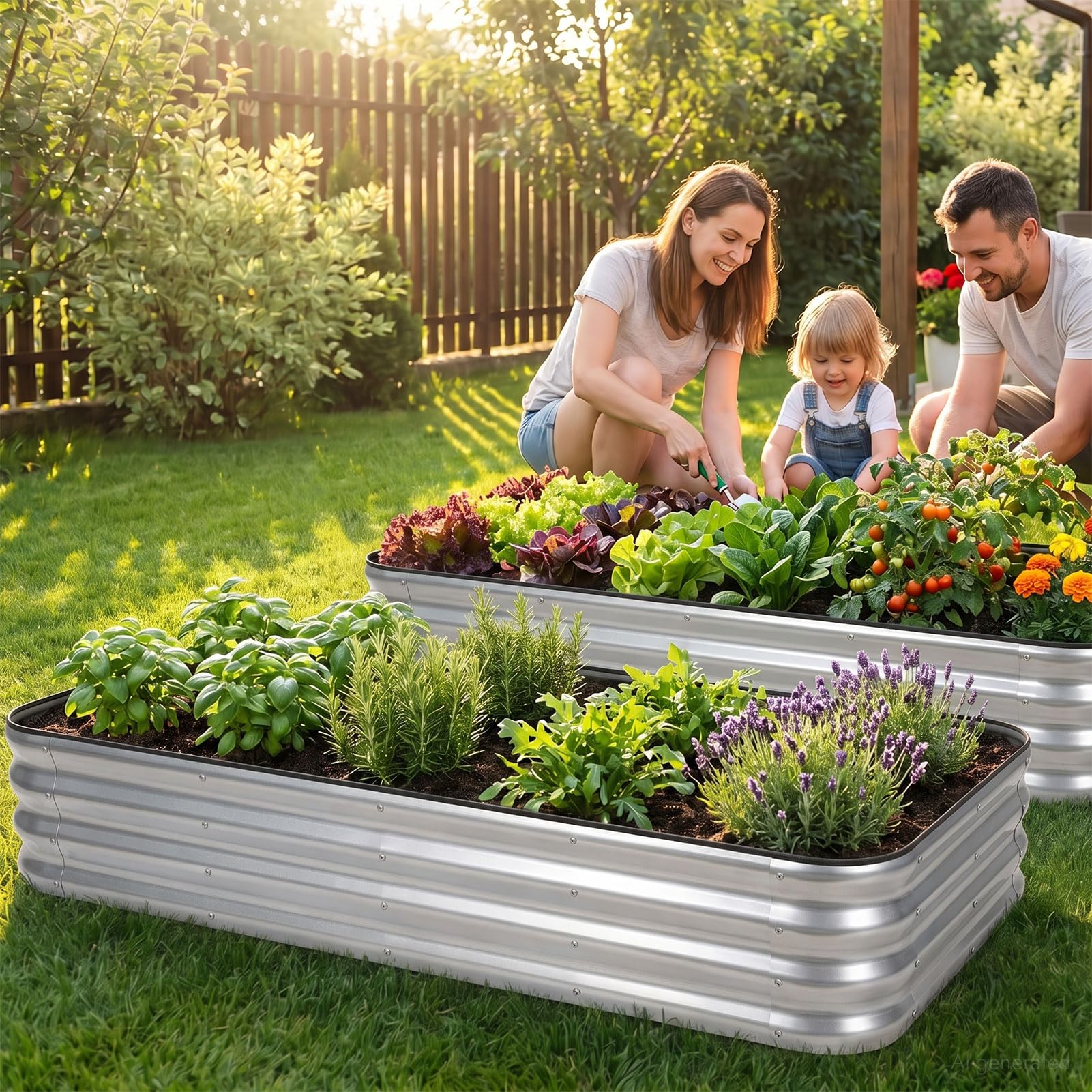 INNO STAGE Lot de 2 jardinières surélevées réglables en métal de 1,5 m pour cultiver des légumes, des herbes, des fleurs en acier - Argenté