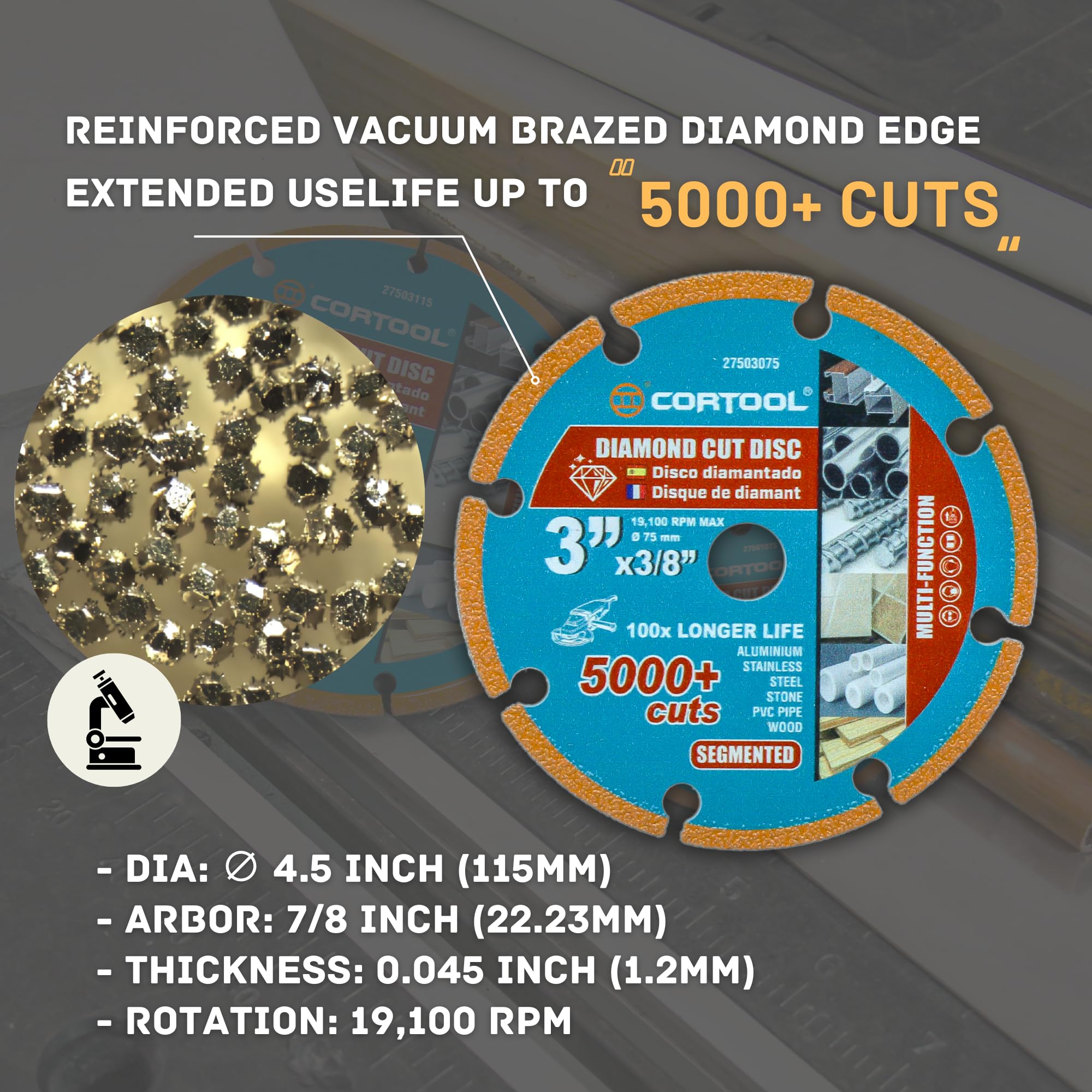 KEENTECH 3-Inch Diamond Cutting Wheel For Metal - 5000+ Cuts On Steel, Iron, Rebar, INOX (1-Pack)