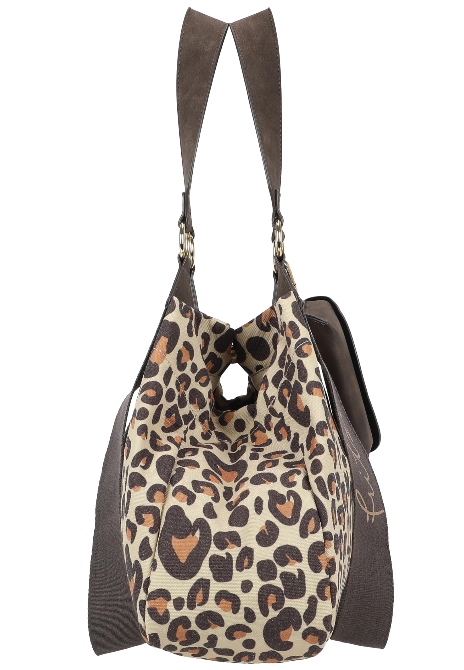 Fritzi Izzy Medium Limited Leo Camel Shopper Damen Schultertasche Handtasche Freizeit Alltag Magnetverschluss Canvas 39 x 42 x 15 cm, Camel