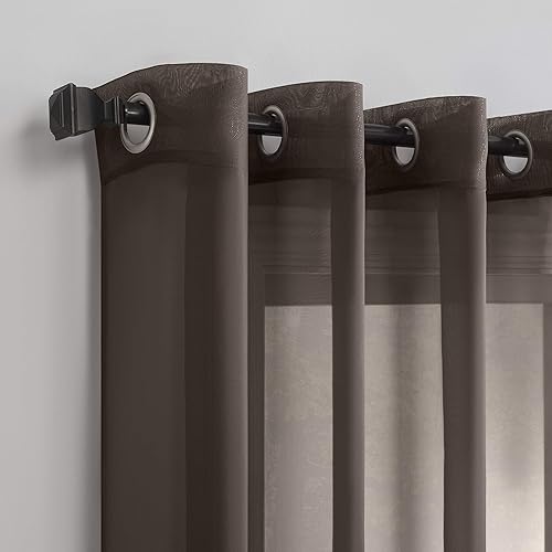 Miniatura 2 de No. 918 Emily-Gmt - Panel de cortina de gasa transparente con ojales, 59 x 95 pulgadas, color sable