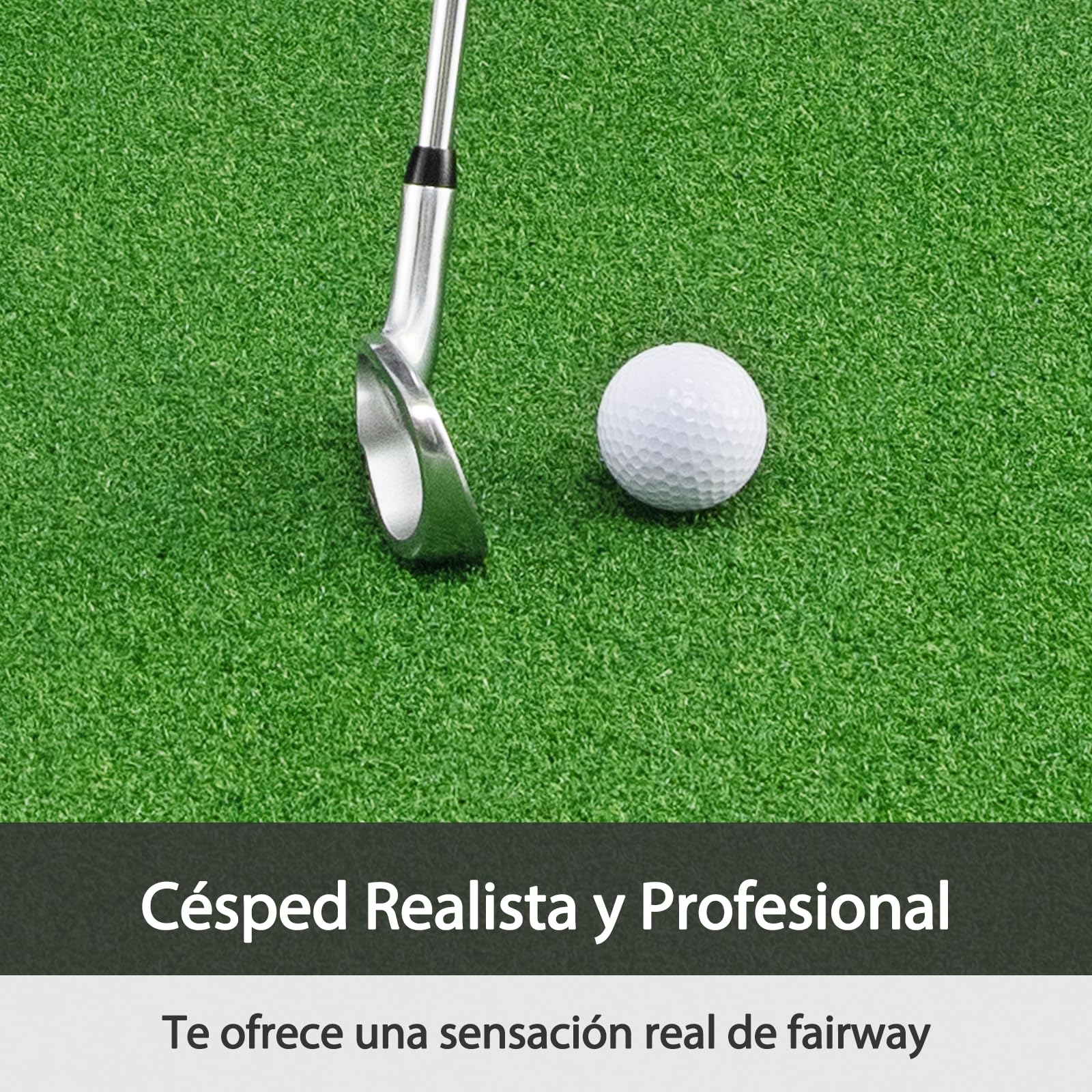 GYMAX Alfombrillas de Golf 150 x 100 cm, Tapete de Golf con 3 Tees de Goma y 2 Posiciones, Césped Artificial de 12 mm, Unisex Adulto