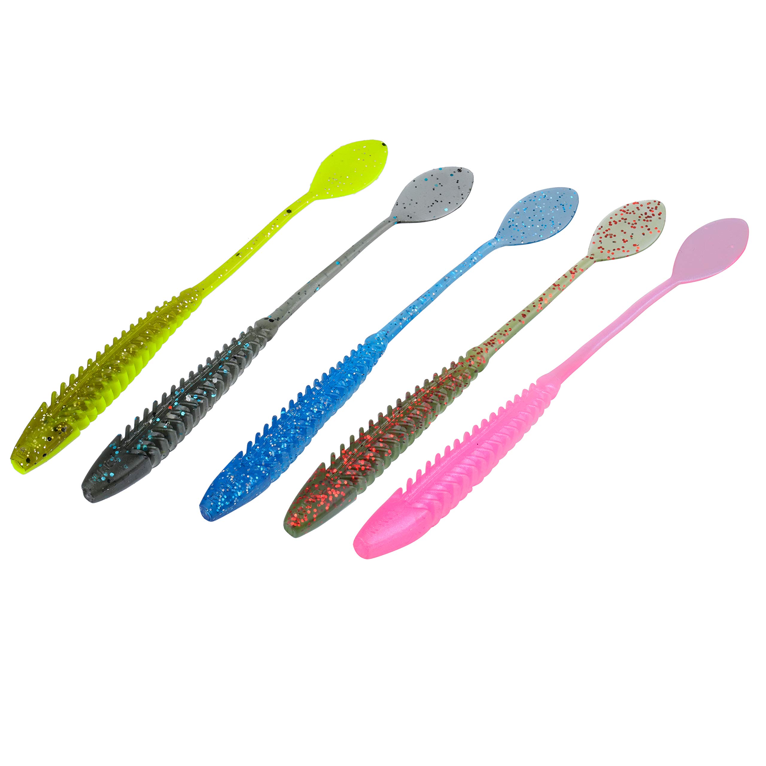 RUNCL ProBite Swimbaits Bulbous/Straight/Leaf-Shaped Tail, Soft Fishing Lures 3/4/5in, Soft Jerkbaits - Shutter-Style Ribs, Fennel Flavor, Weedless Design, Proven Colors - Bass Fishing Baits