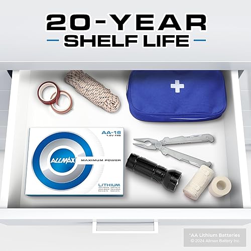 Miniatura 5 de Allmax - Baterías de litio AA (16 unidades) Más duradera, a prueba de fugas, 20 años de vida útil, perfectas para cámaras de seguridad Blink,
