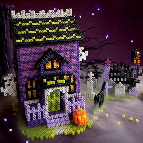 Miniatura 5 de Perler Haunted House - Kit de cuentas de fusibles de Halloween para niños y adultos, los tamaños de patrón varían, multicolor 10006 piezas