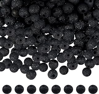 TOAOB 580pcs 6mm Natural Black Volcanic Lava Beads Rock Stone Beading Loose Round Gemstone Beads for DIY Crafts Decoration