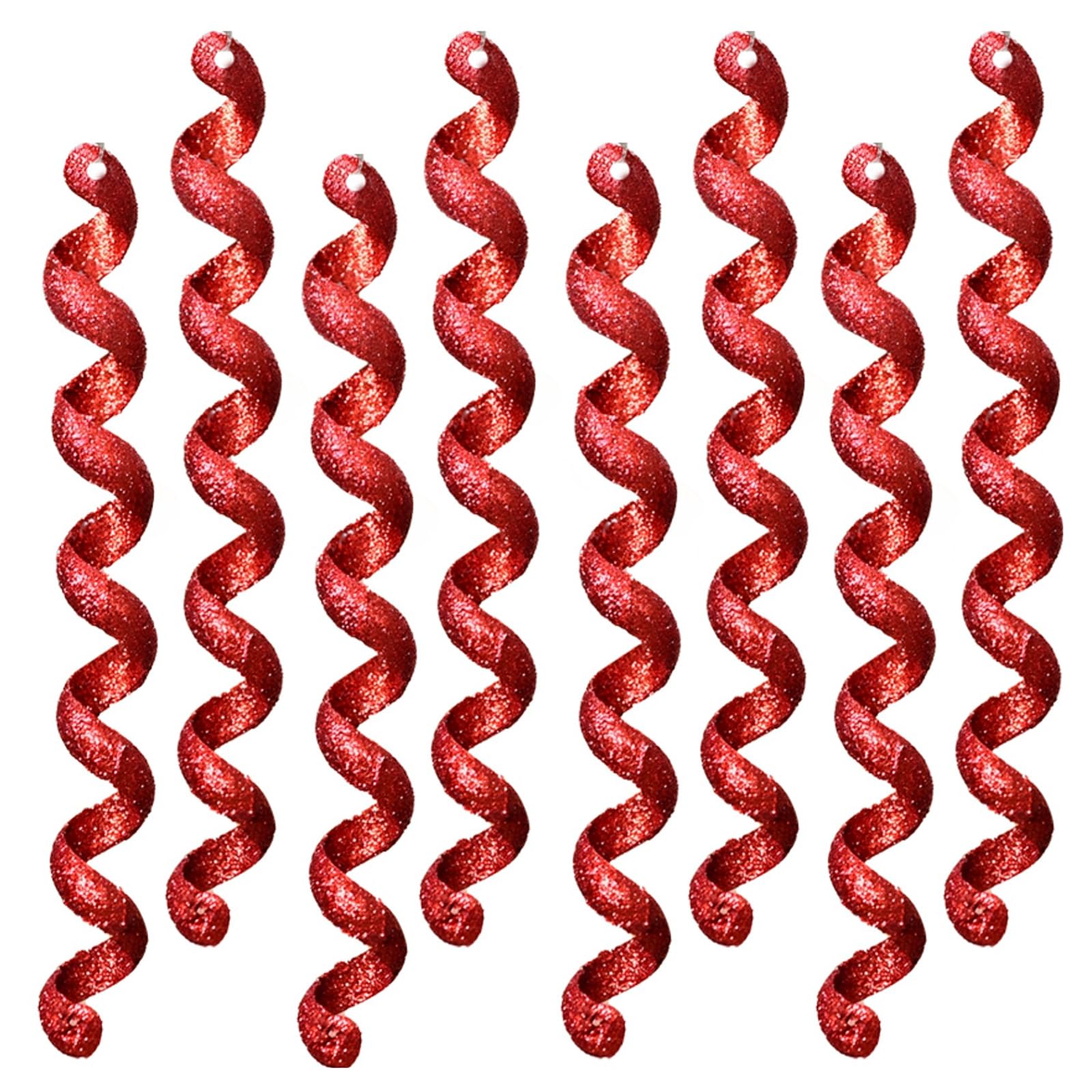 20 Stück Weihnachtsbaum-Anhänger, rote Spiralornamente aus Glitzer-Acryl, gedrehte Eiszapfen 20 x 2,5 cm mit Aufhängeseil, Weihnachtsdekoration für Zuhause, Feiern und Partys