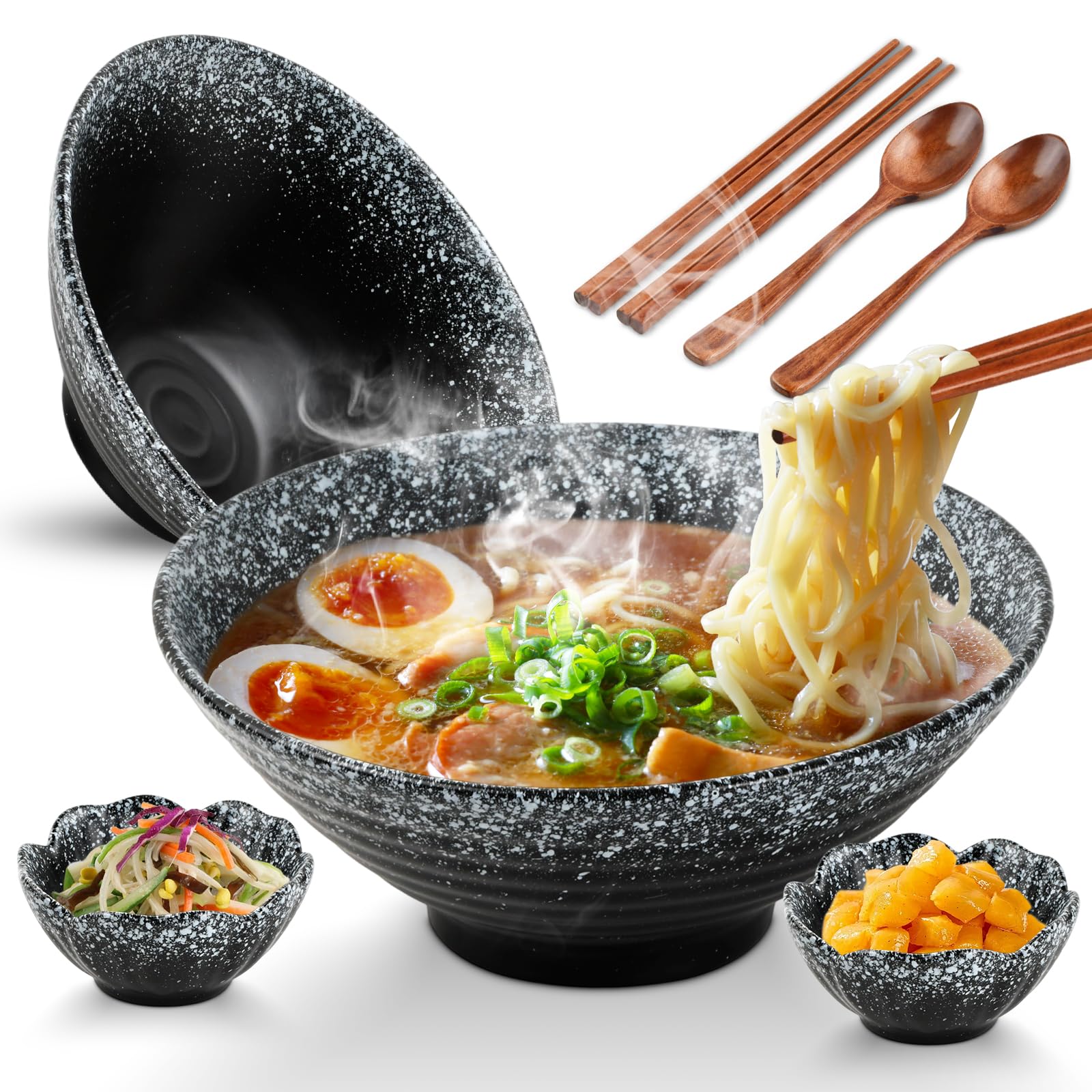 Lot De 2 Bols à Ramen Japonais En Céramique, 1000 Ml, Avec Cuillère