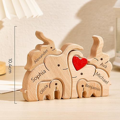 Miniatura 5 de Rompecabezas de madera personalizado para la familia, regalos con nombre, rompecabezas de madera personalizable con 1-8 nombres, pieza decorativa